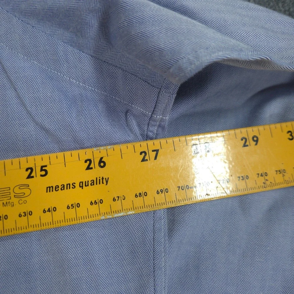 Polo Ralph Lauren Mens Andrew Solid Blue Shirt 17.5 36/37 Classic Work Office